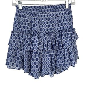 Misa Los Angeles Blue and White Mini Skirt
